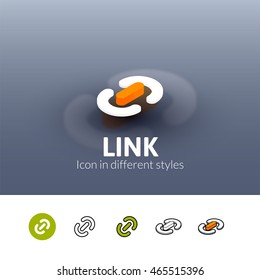 Link color icon, vector symbol in flat, outline and isometric style isolated on blur background
