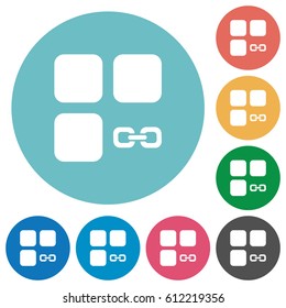 Link component flat white icons on round color backgrounds