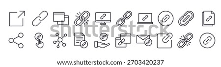 Link concept. Collection of link high quality vector outline signs for web pages, books, online stores, flyers, banners etc. Set of premium illustrations isolated on white background 