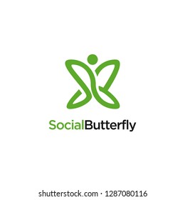 Link connect butterfly logo icon vector template on white background