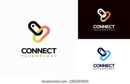 Diseños del logotipo de la tecnología de conexión de enlace vectores de concepto de la plantilla de logotipo de enlace digital vectorial