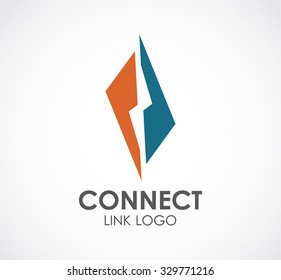 Link connection of thunderbolt abstract vector and logo design or template electric business icon of company identity symbol concept
