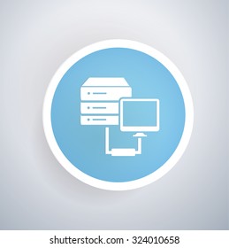 
Link database on blue button,clean vector