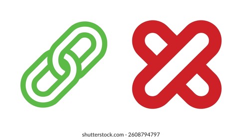 Link and Disconnect Icons for Connection, Relationship, or Severance Concepts