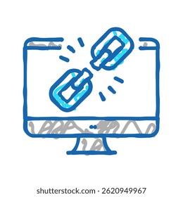 link disconnected doodle icon sketch vector. link disconnected sign. isolated symbol illustration