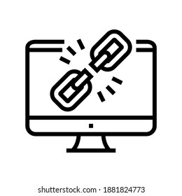 vector de icono de línea desconectada. signo desconectado del vínculo. símbolo de contorno aislado ilustración negra