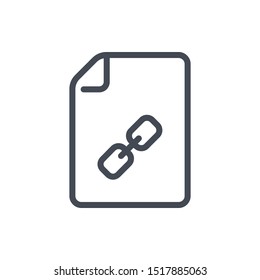 Link document line icon. File with hyperlink vector outline sign.