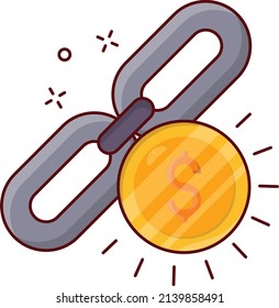 vínculo dólar ilustración vectorial en un fondo transparente.Símbolos de calidad premium. icono plano de línea vectorial para el concepto y el diseño gráfico.