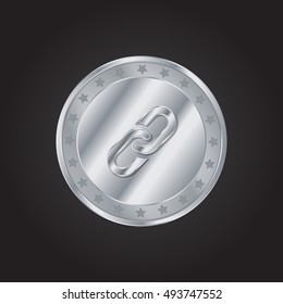 Link embossed realistic silver / platinum coin precious Icon / Logo Design