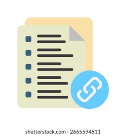 Link Flat Color Mini Illustration Icon. Use For Modern Concept, Print, Ui, Ux Kit, Web And App Development. Vector Related To Office, Education, Examination And More
