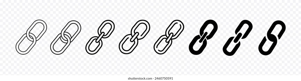 Link flat icon, Link icon. Hyperlink chain symbol. Chain Icon, link icon set isolated transparent background