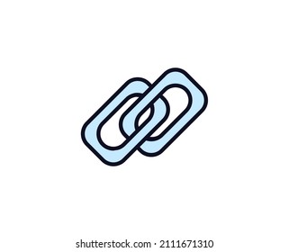 Icono de enlace plano. Señales de línea delgada para el logotipo de diseño, tarjeta de visita, etc. Símbolo de esquema único de alta calidad para diseño web o aplicación móvil. Pictograma del contorno de la firma.