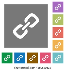 Link flat icons on simple color square backgrounds