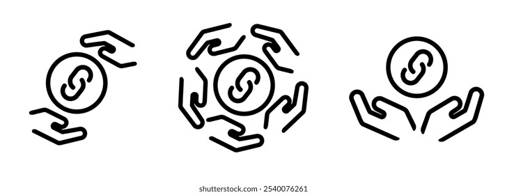 link hyperlink chain connected logo icon set collection line stroke design symbol of maintain relation cooperation