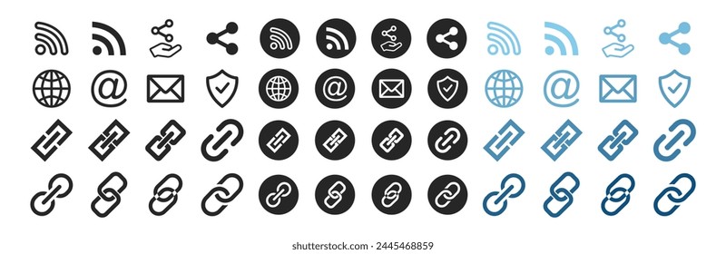 Link-Symbol, Link-Ketten-Symbol anhängen. Symbol für Internet-URL. Simple Link Icon DesignInternet URL oder Webseite URL Link Icons gesetzt.