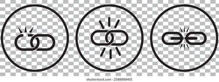 Link icon, attach link chain icon . internet url icon symbol . connection, attachment, connect, hyperlink icons button 