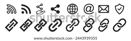 Link icon, attach link chain icon. Internet url icon symbol. Simple link icon designInternet URL or webpage url link icons set.