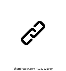 Link icon in black flat glyph, filled style isolated on white background