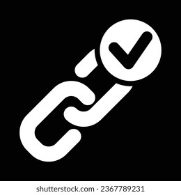 Link Icon with checkmark. Validated or working link concept. vector illustration