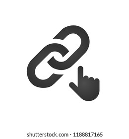 Link Icon with click hand. internet link concept. vector illustration isolated on white background.
