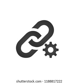 Link Icon with cog or gear. settings link concept. vector illustration isolated on white background.