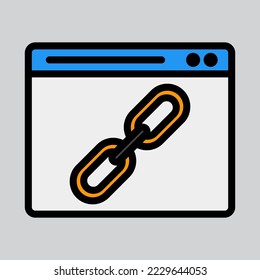 Link icon in filled line style about browser, use for website mobile app presentation