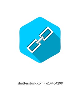 Link icon flat with blue hexagon