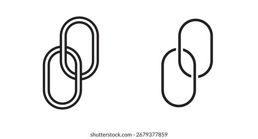 Link-Symbol flach und Strich Stil Pack auf weißem Hintergrund. Vektorgrafiken