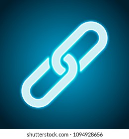 Link icon. Hyperlink chain symbol. Simple icon. Neon style. Light decoration icon. Bright electric symbol