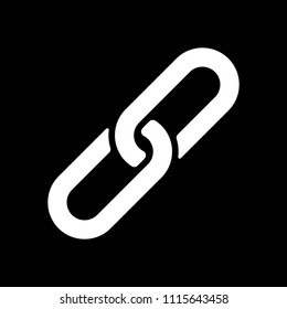 Link icon. Hyperlink chain symbol. Simple icon. White icon on black background. Inversion