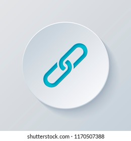 Link icon. Hyperlink chain symbol. Simple icon. Cut circle with gray and blue layers. Paper style