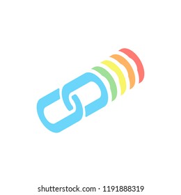 Link icon. Hyperlink chain symbol. Simple icon. Stack of colorful isometric icons on white background
