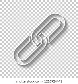 Link icon. Hyperlink chain symbol. Simple icon. White outline sign with shadow on transparent background