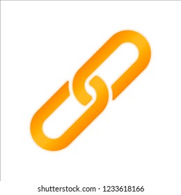 Link icon. Hyperlink chain symbol. Simple icon. Orange sign with low light on white background