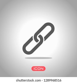 Link icon. Hyperlink chain symbol. Simple icon. Icon under spotlight. Gray background