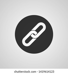 Link icon. Hyperlink chain symbol. Black flat style icon isolated on gray background. Vector illustration.