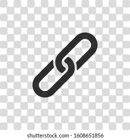 Link icon. Hyperlink chain symbol. Simple icon. Black symbol on transparency grid