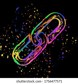 Link icon. Hyperlink chain symbol. Simple icon. Colored ink with splashes on black background