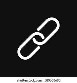 Link icon. Hyperlink chain symbol. Vector illustration on black background.