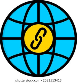 Link Icon Lineal Color Vector Illustration