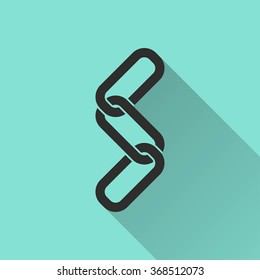 Link   icon with long shadow, flat design. Vector illustration.