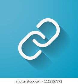 Link icon, multimedia icon. Long shadow style. Vector icon