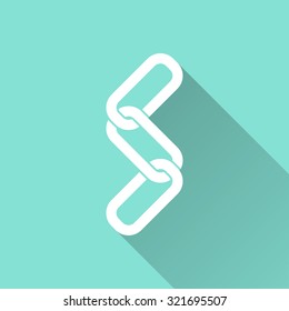 Link icon on green background. Vector illustration.
