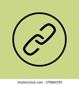 link icon, on green background, circle border, dark outline