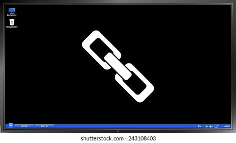 Link icon on the screen monitor. Made vector illustration