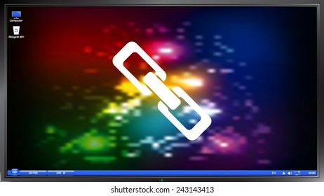 Link icon on the screen monitor. Made vector illustration