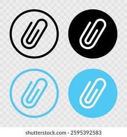 link icon, paperclip icon. attached link file, internet web page URL, attachment , document, office paper clip icon symbol. Color set. black, blue, white. vector icons. transparent backgroun