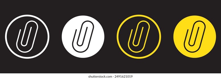 Link icon, paperclip icon vector set. Attached file sign, Office document attachment, Paper clip icons collection. Editable stroke.