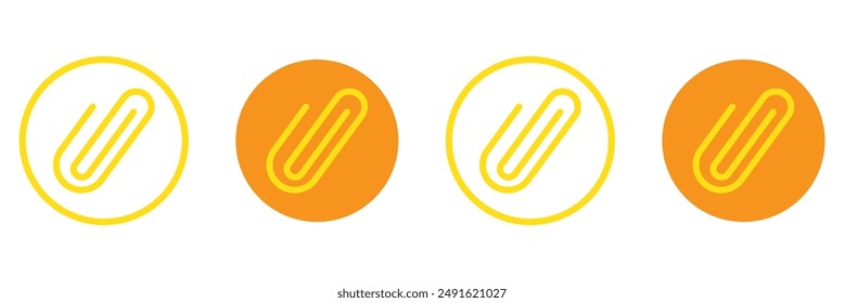 Link icon, paperclip icon vector set. Attached file sign, Office document attachment, Paper clip icons collection. Editable stroke.