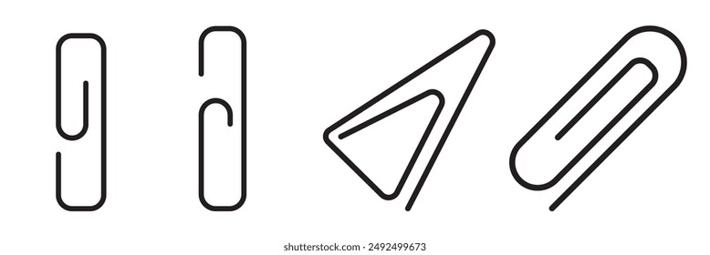 Link icon, paperclip icon vector set. Attached file sign, Office document attachment, Paper clip icons collection. Editable stroke.